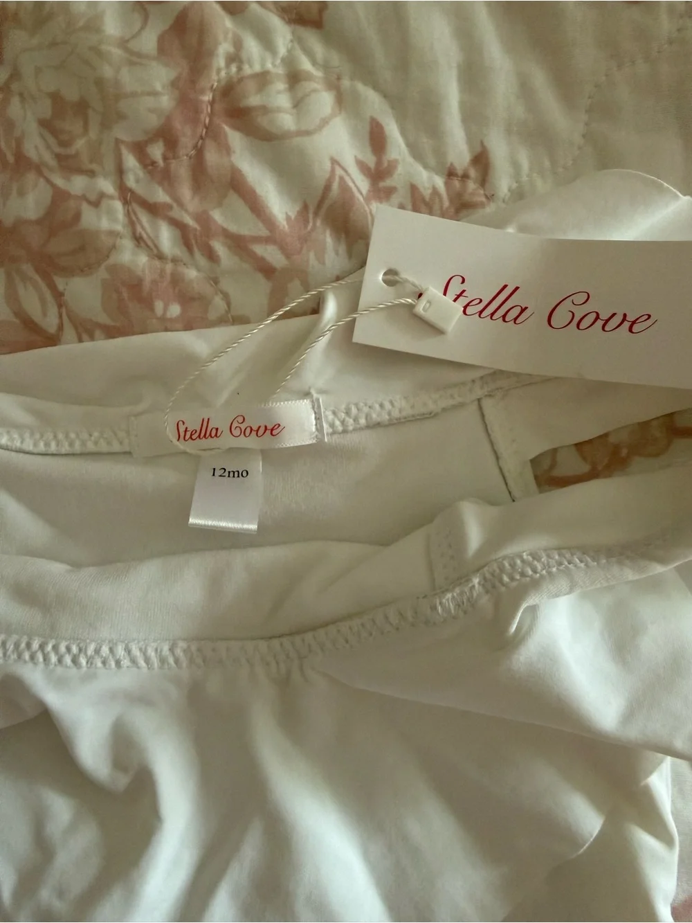Stella Cove White Ruffle One-Piece with Black and Red Accent Waistband